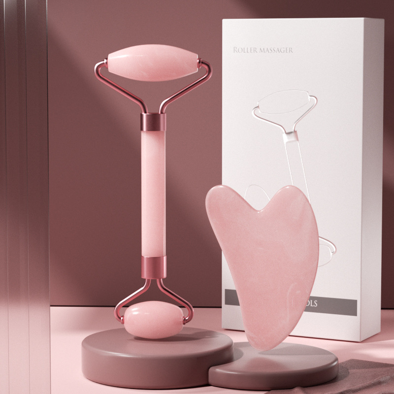 Picture of Cross-Border Rose Quartz Double-Headed Roller Facial Massager Non-Jade Facial Lifting Beauty Scraping Board Eye Pulling Stick