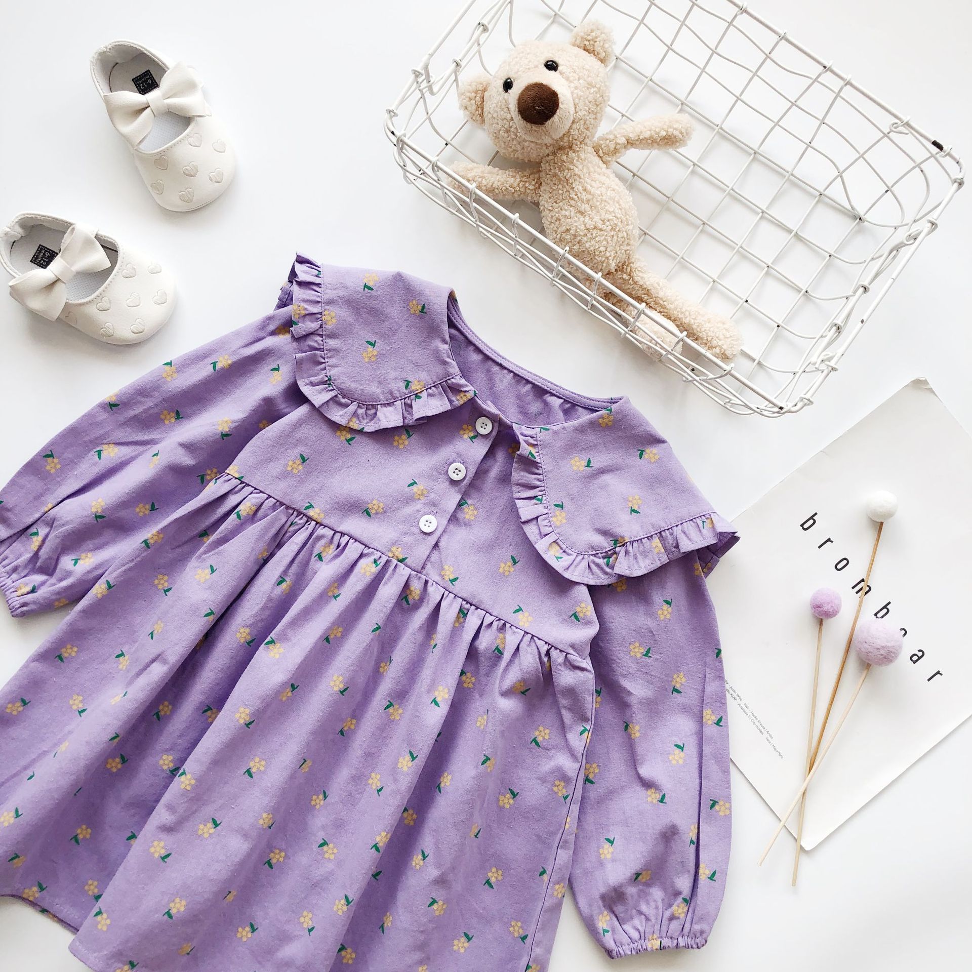 Picture of Mdd Girls Korean Floral College Style Skirt 2024 Spring and Autumn Lolita Long Sleeve Ruffle Dress
