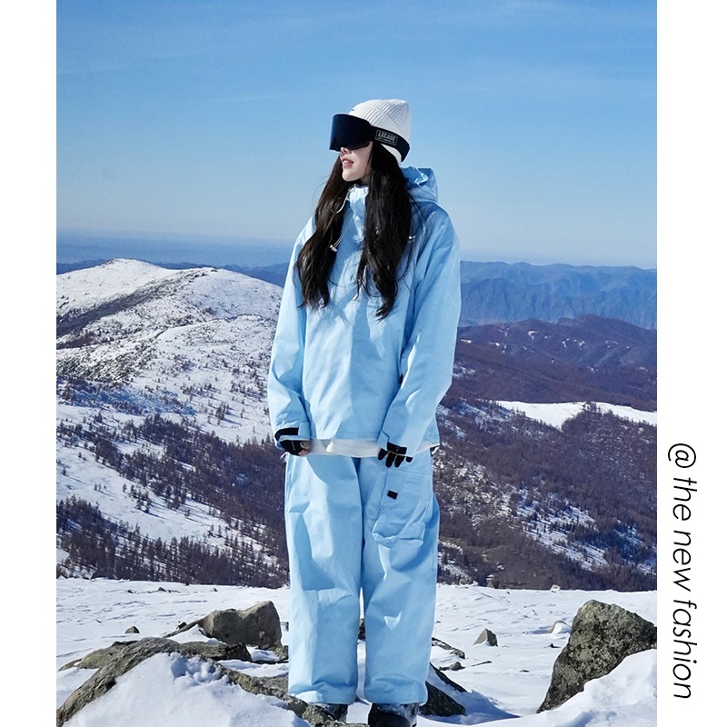 Picture of in stock Wholesale Snowboard Ski Suit Hooded Girls Bright Color Waterproof Warm fleece-lined Thickened Jacket Mountaineering Suit