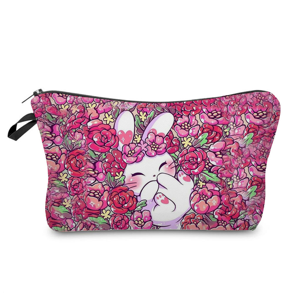 Picture of Trendy cartoon new rabbit printed cosmetic bag fashionable cute drop-resistant storage bag large capacity wash bag