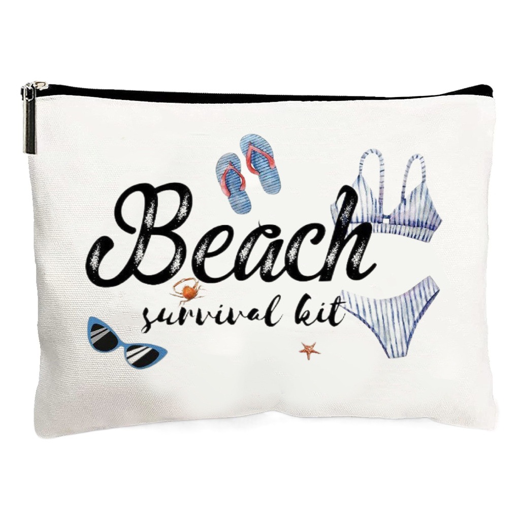 Amazon New Sublimation DIY Printed Polyester Cotton Cosmetic Bag Travel Large Capacity Cosmetic Zipper Cosmetic Bag