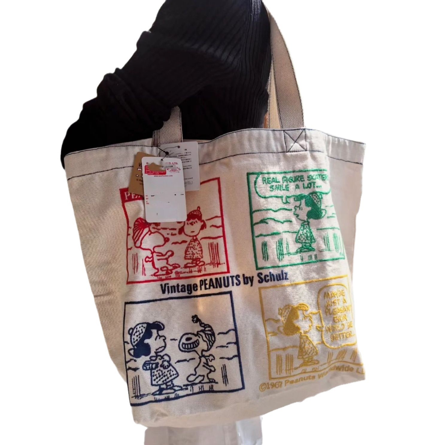 Picture of Japanese Snoopy boofoowoo Joint Canvas Embroidered Shoulder Bag Large Capacity Tote Bag Handbag Shoulder Bag