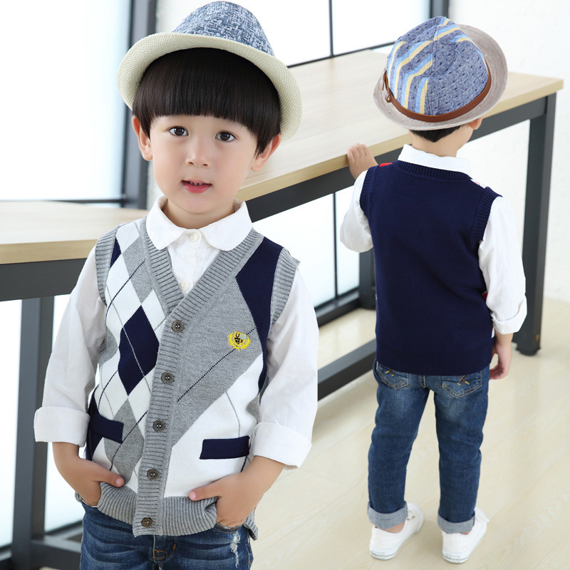 Picture of Carefully Selected Boys' College Style Knitted Knitwears, Vests, Men's Sleeveless Cardigans, Knitwears, Warm Knitwears and Vests, Dropshipping