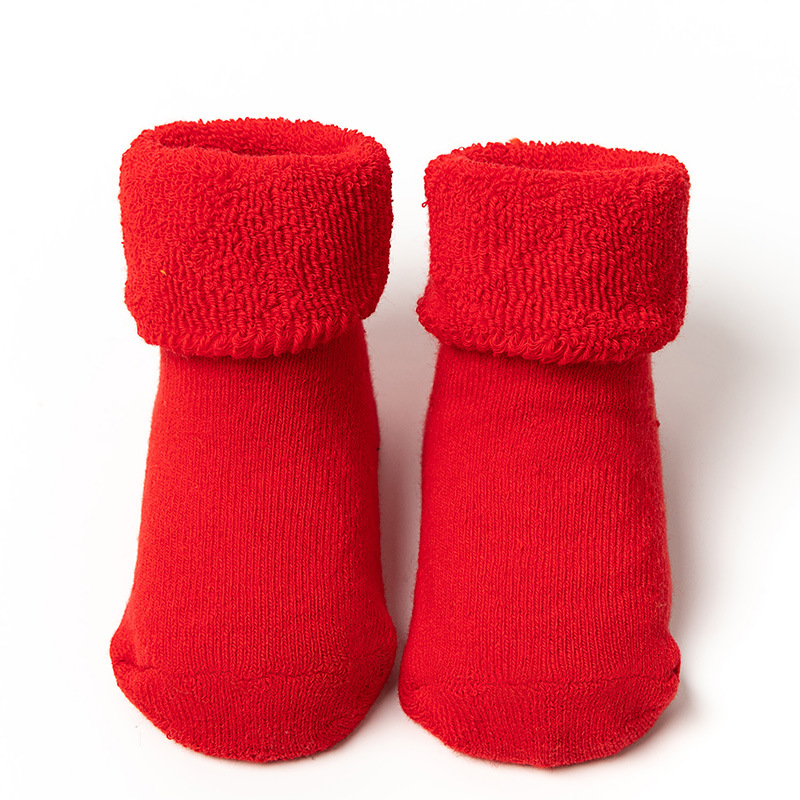 Picture of Newborn baby baby terry socks autumn and winter thick non-slip Christmas socks toddler red floor socks wholesale