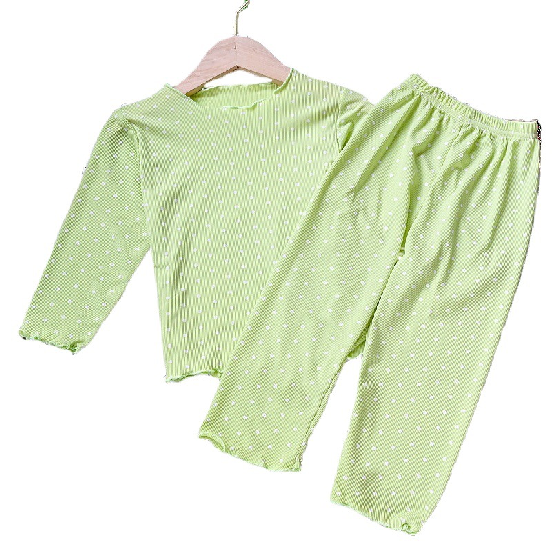 Summer baby pajamas thin suit dot western style girls' summer clothes home wear two-piece set children's air conditioning clothes