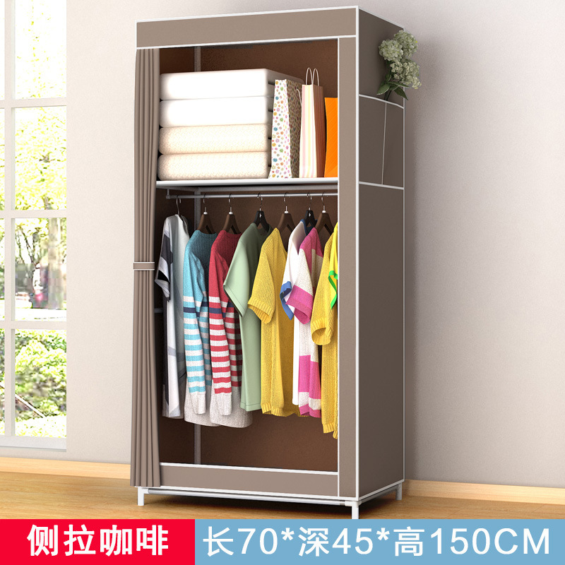 Picture of Ya Ruifan Reinforced Simple Cloth Wardrobe Storage Closet Dustproof Wardrobe Dormitory Steel Frame Reinforced Simple Modern Combination