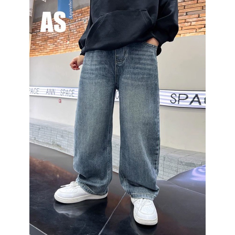 Picture of Boys' Spring and Autumn Straight Tube Loose Jeans 2024 New Children's Boys Spring Handsome Thin Pants