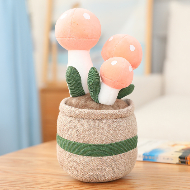 Picture of Mushroom Fleshy Tulip Green Plant Potted Plant Ornaments Cloth Doll Amazon Plush Toy Doll Cross Border Doll