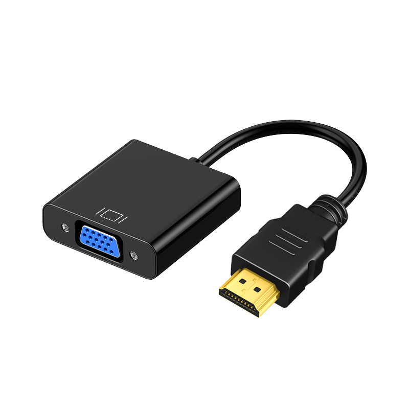 Black HDMI to Vga Converter Laptop Desktop Computer Set-Top Box Projector Adapter Cable Monitor