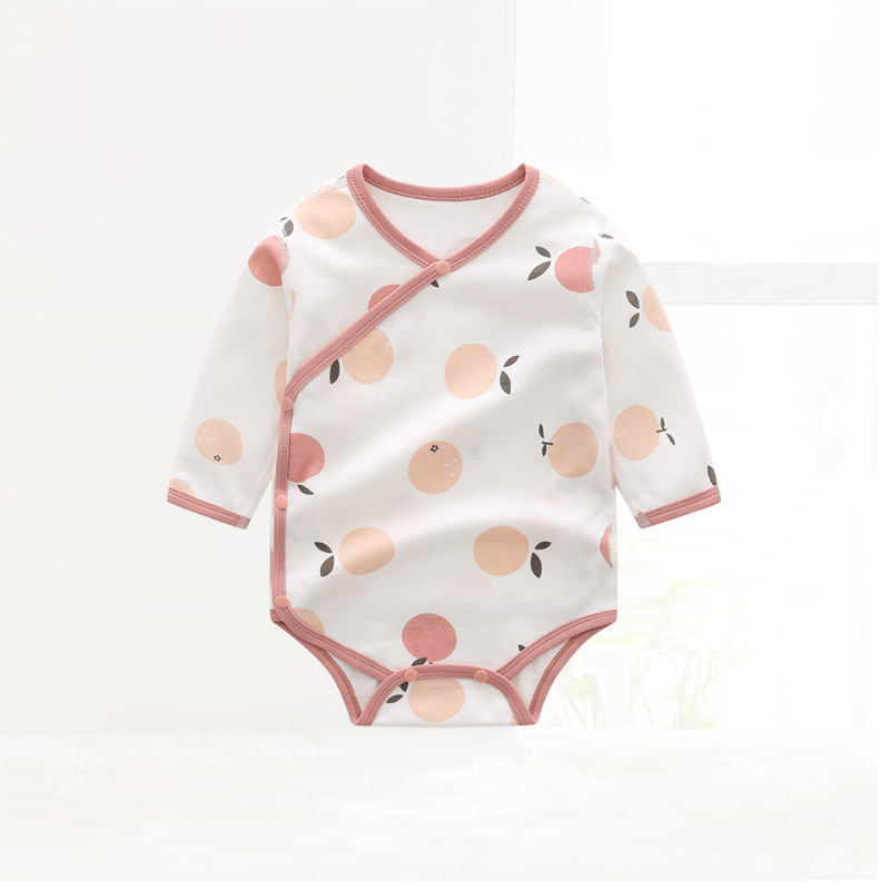 Picture of Factory wholesale autumn and winter new baby clothes cotton long sleeve children's jumpsuit boneless partial open fart clothes