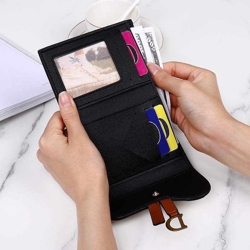 Picture of European and American Retro Small Wallet Women's New D-button Wallet Student Multi-functional Large Capacity Foreign Trade Cross-border Change Card Bag