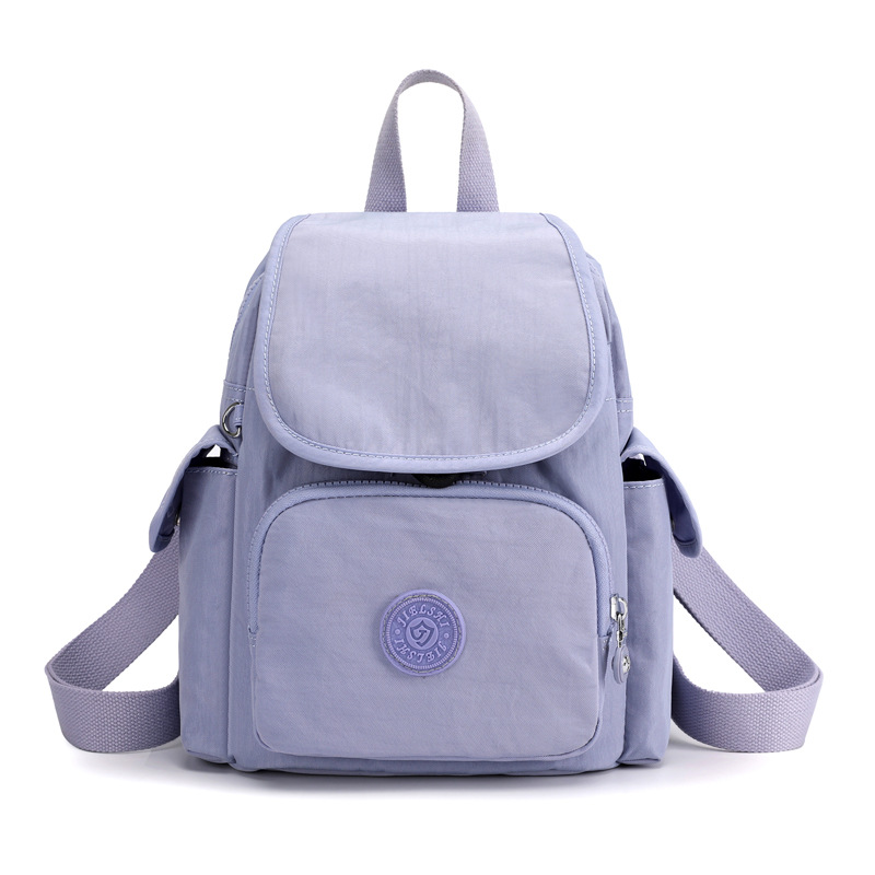 Picture of New multi-pocket women's backpack lightweight waterproof nylon cloth bag versatile candy color student schoolbag commuter bag