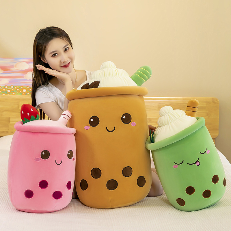 Picture of Simulation fruit milk tea cup pillow plush toy large bubble tea Doll Doll Gift cross-border foreign trade