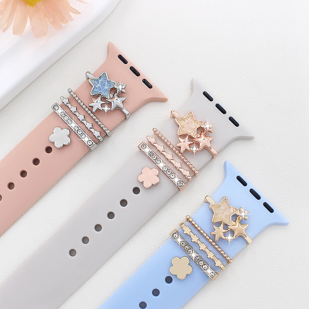 For Apple Watch Watch Watch Universal Silicone Strap Star Flower Decoration