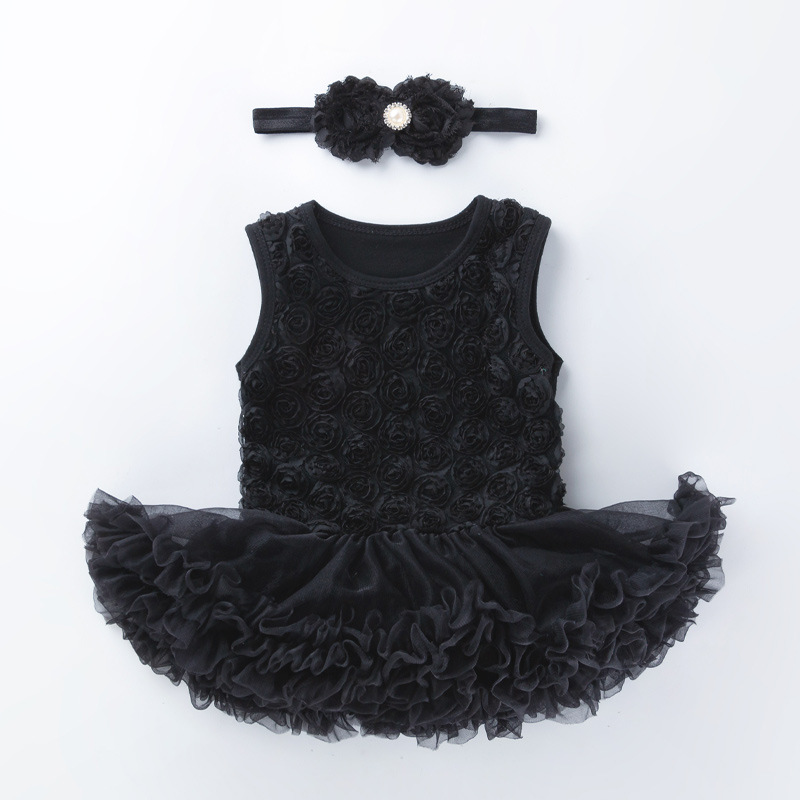 Picture of Amazon Hot Selling Baby Rose Sleeveless Princess Dress Baby Girl Solid Color Full Moon One Year Old Holiday Dress