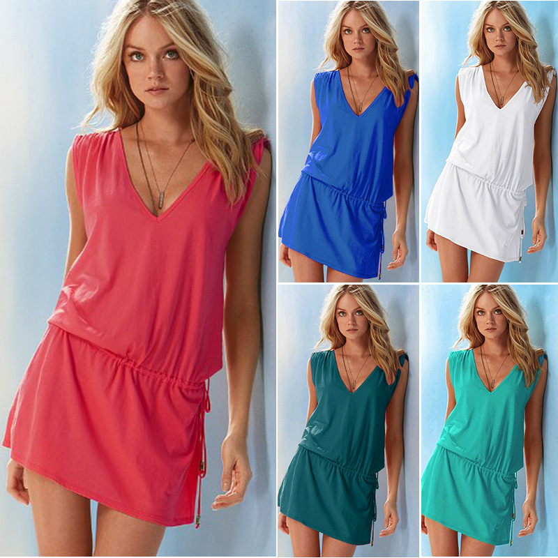 Wholesale European and American blouse slimming women's stretch mercerized cotton beach skirt sunscreen bikini skirt cover