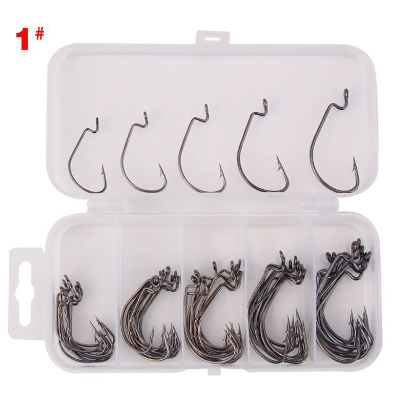 Picture of Luya bait wide belly crank hook Soft Bait hook box 51 pieces crank hook box fishing gear accessories