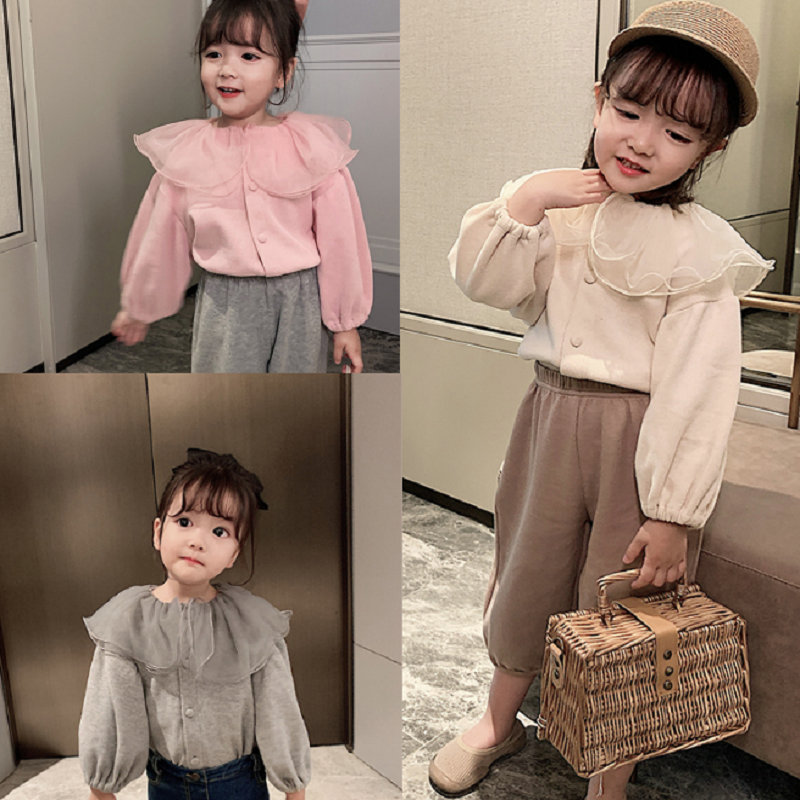 Picture of Girls' Outwear Mesh Lotus Leaf Collar Doll Top Cardigan 25 Autumn New Export Children's Clothing Dropshipping 3-8 Years Old