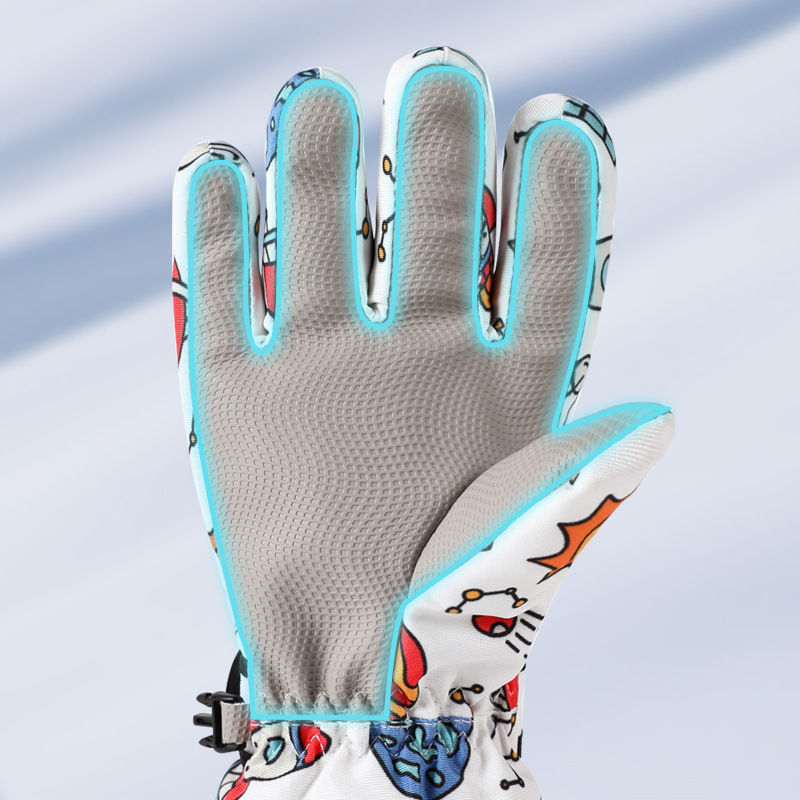 Picture of Children's ski gloves are waterproof, warm in winter, fleece thickened, and are specially designed for boys and girls to ski and cross border
