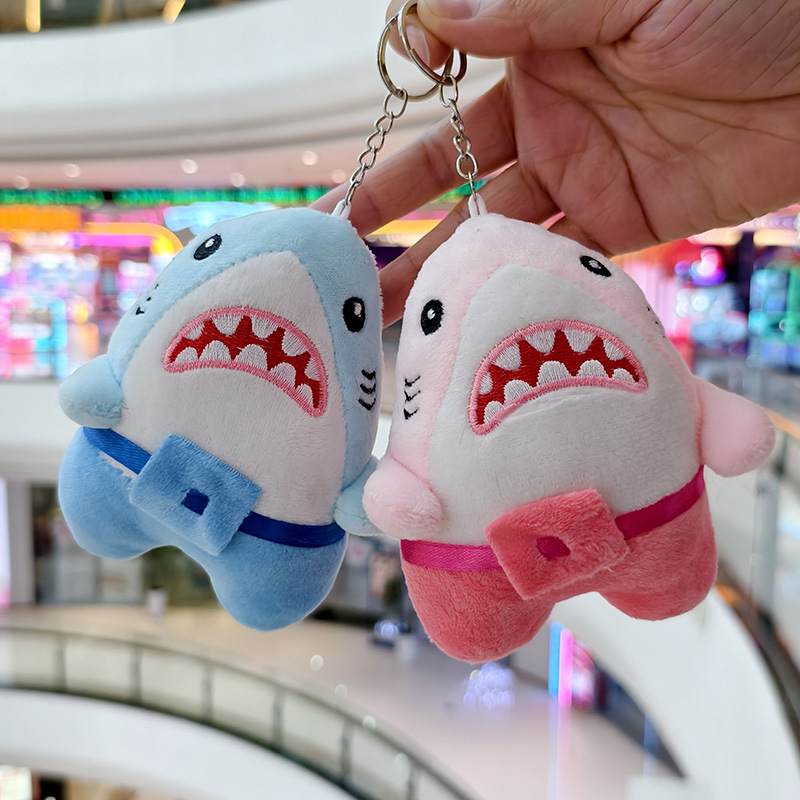 Picture of Marine Animal Shark Doll Creative Plush Doll Small Pendant Keychain School Bag Pendant Grabbing Doll Machine Wholesale