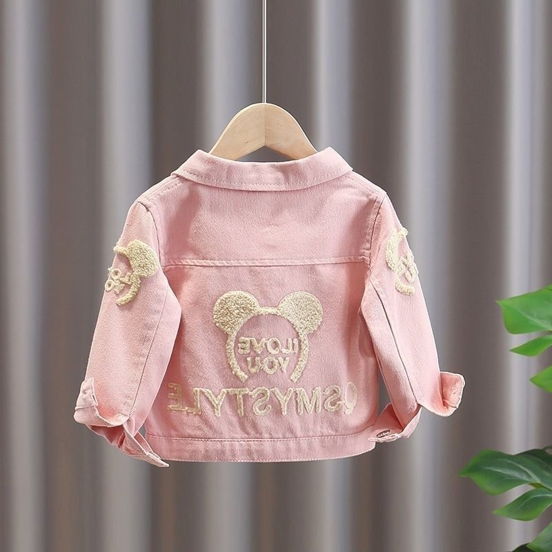 Picture of Girls' Denim Jacket, Korean Style, Three-Dimensional Velvet Patch Cardigan Jacket, Ready for Sale, Cute One Piece