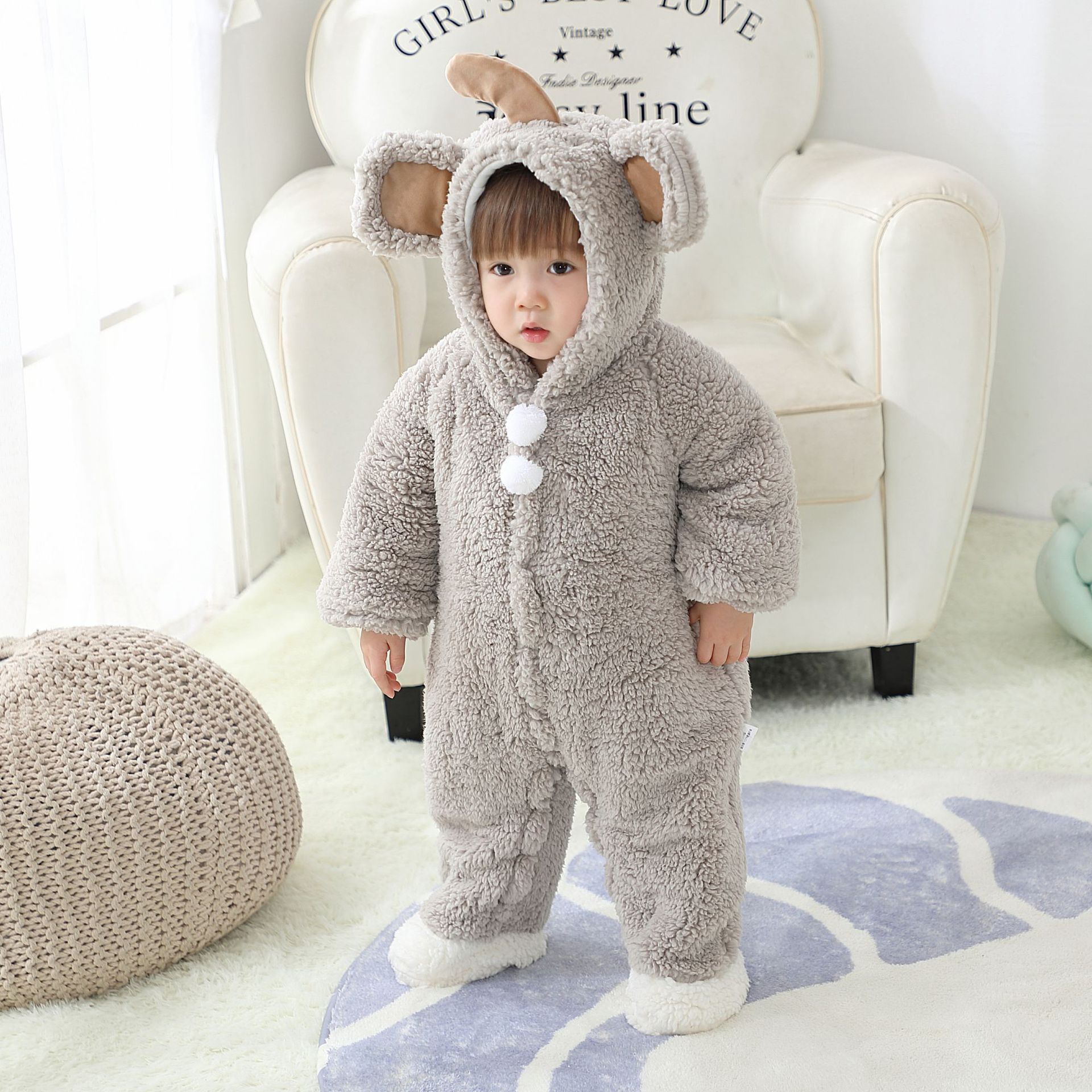 Picture of Baby's jumpsuit short-sleeved autumn and winter clothes winter thickened baby's climbing suit for boys and girls