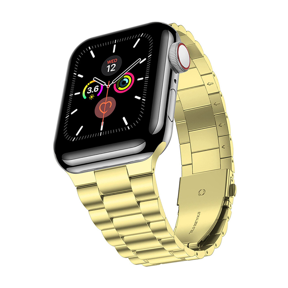Picture of Suitable for Apple Watch S10 Stainless Steel Thin Metal Three-Bead Integrated Strap