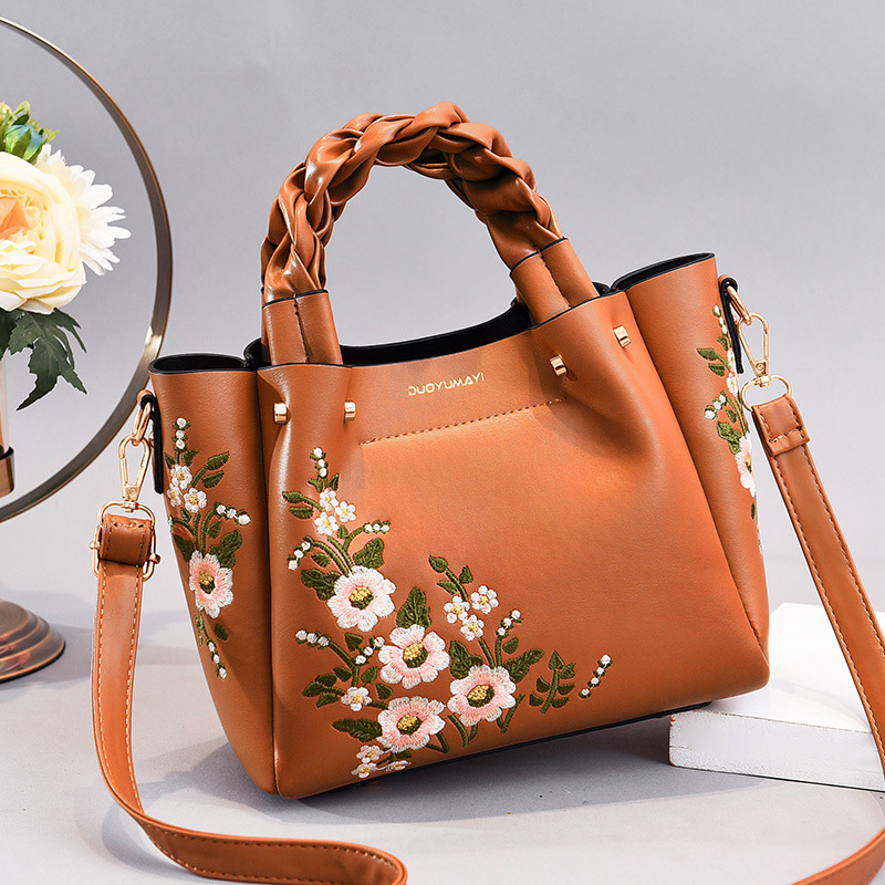 Picture of Spring and Autumn New Women's Bag Handbag Crossbody Bag Embroidered Soft Leather Women's Bag Bucket Bag Women's Bag Soft Bag Women's Bag