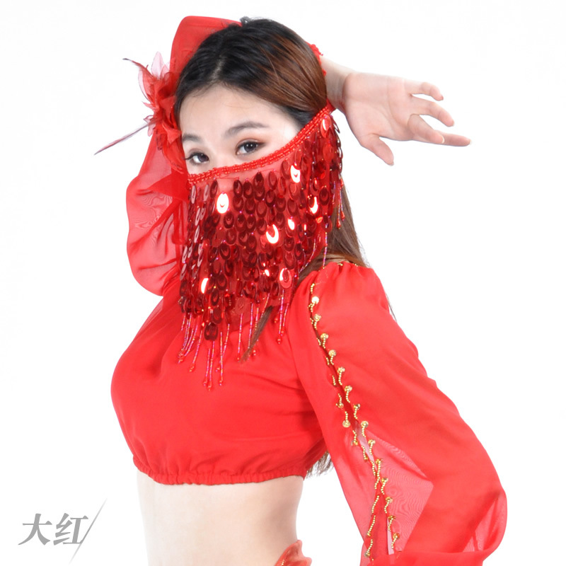 Picture of Belly Dance Veil Sequins Indian Dance Costume Accessories Belly Dance Performance Props Multicolor Female Phoenix Tail Veil