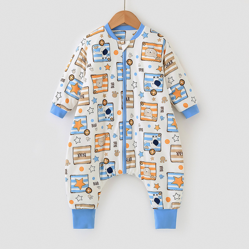 Picture of New Spring & Fall Infant Cotton One-Piece Harem Cartoon Double-Layer Split-Leg Sleeping Bag Split-Leg Baby Anti-Kick Home Children's Clothing