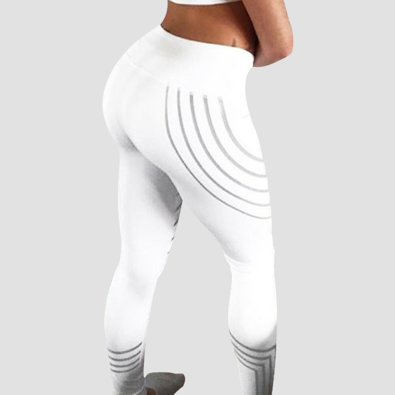 Picture of Spot supply new wish European and American streamer digital printing striped tight high waist sports yoga leggings