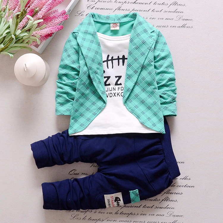 Picture of AliExpress spring and autumn fake three-piece casual Children suit 0-4 years old cartoon printed suit collar fashion