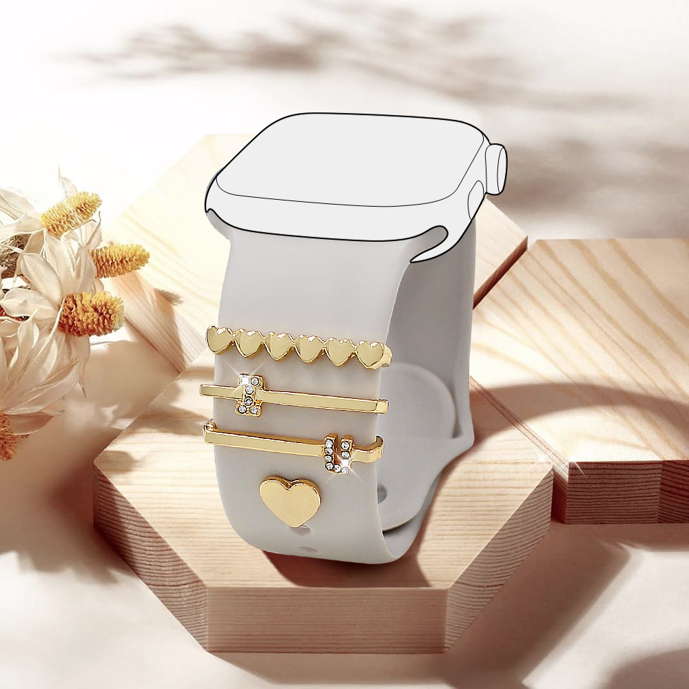 Picture of For Apple Watch Watch Watch Watch Watch Watch With Universal Silicone Strap Diamond Love Decoration
