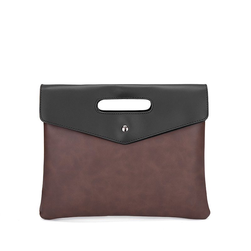 Picture of 2025 New Men's Handbag Crazy Horse Leather Men's Clutch Bag Trendy Clutch File Bag Contrast Color Bag File Bag