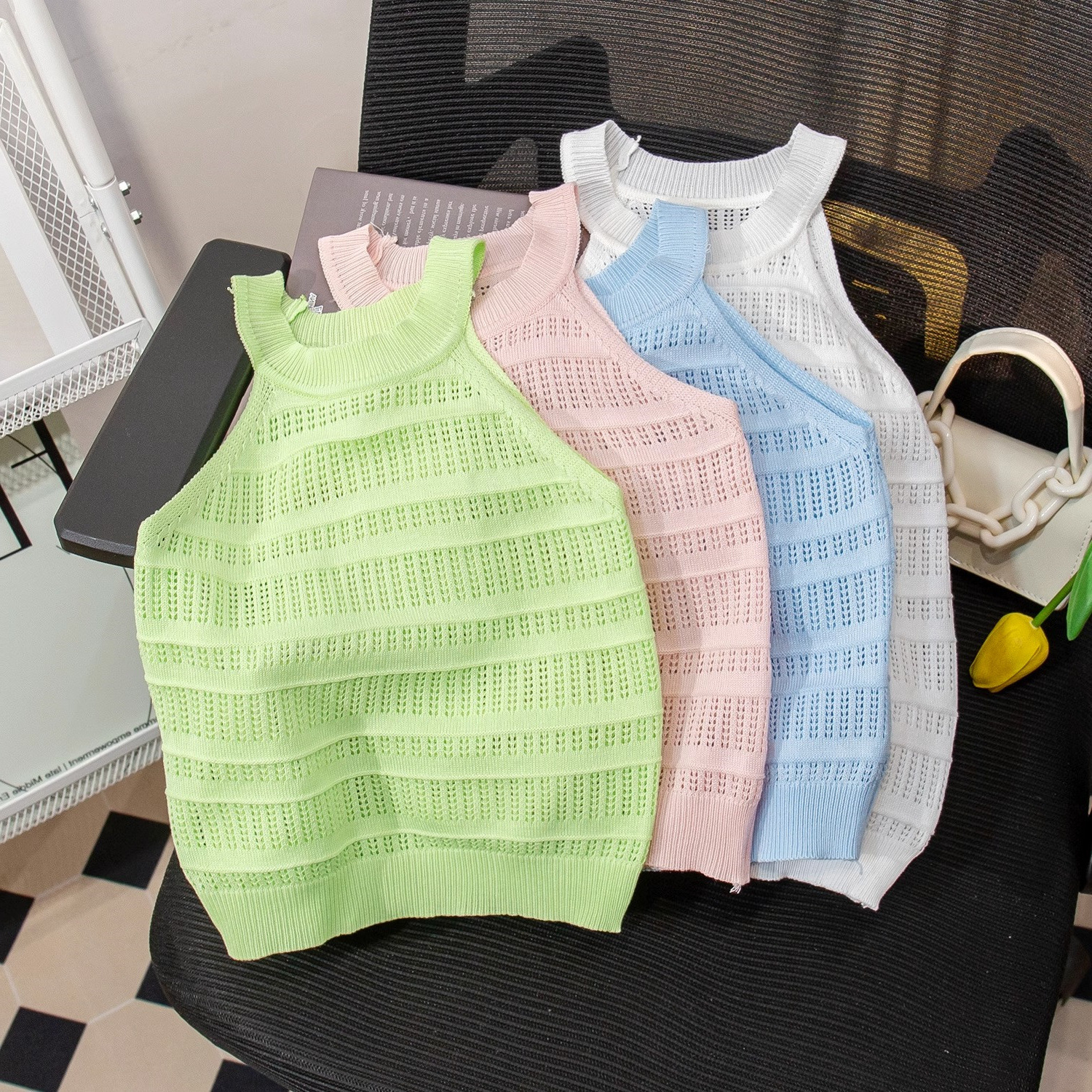 Picture of 2025 New Girls Summer Suspenders Baby Style Tops Children's Summer Cute Easiest for Match Round Neck Thin Vest