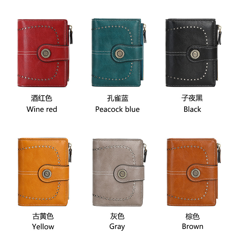 Picture of Wallet Women's Fashion Cross-Border Rfid Anti-Magnetic Wallet Short Zipper Buckle Wallet European and American New Large Capacity Women