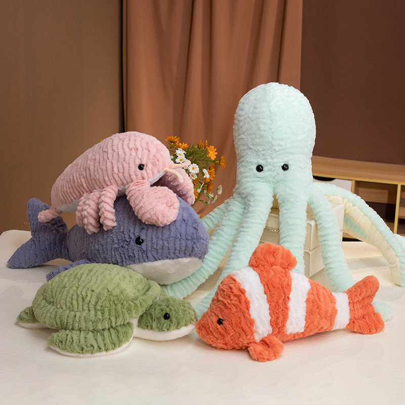 Creative Marine Animal Dolls for Kidsren, Plush Dolls, Cute Clown Fish, Sharks, Dolphins, Octopus, Turtles, Gifts for Women
