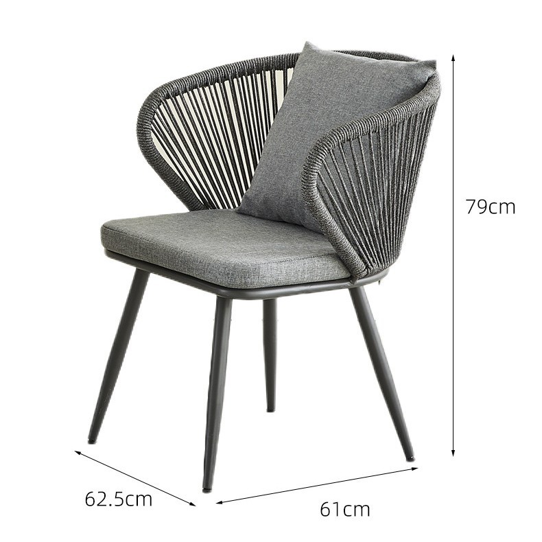 Picture of Courtyard Leisure Backrest Rattan Chair Restaurant Terrace Balcony Outdoor Chair Small Garden Cafe Combination Table and Chairs