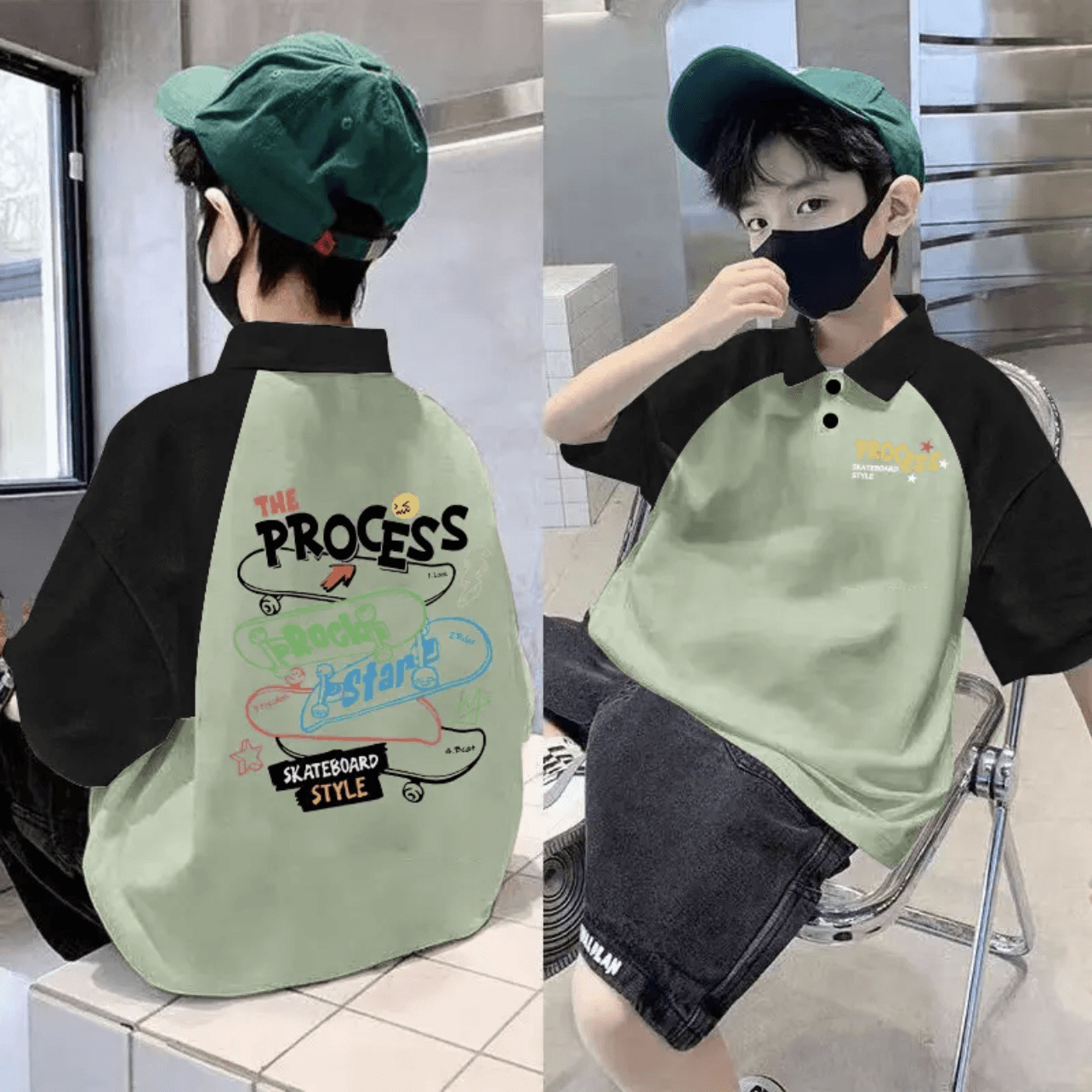 Picture of 2025 Children's Cotton Children's Wear Summer New Polo Shirt Trendy Boys' Western Style Short-sleeved T-shirt Large Children's Lapel