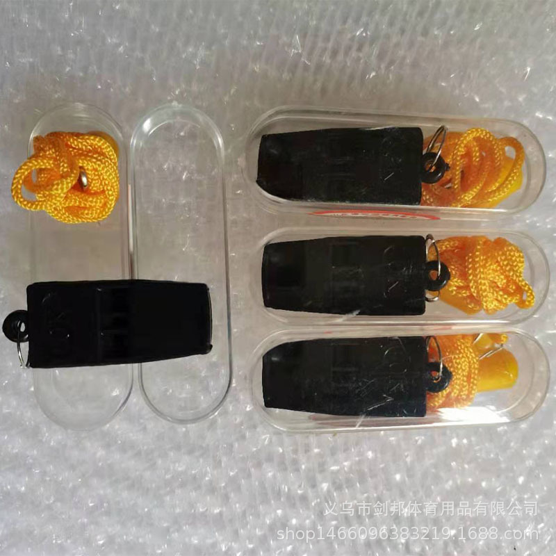 Picture of OK brand non-nuclear dual-tone whistle advanced plastic referee whistle plastic black whistle outdoor survival whistle