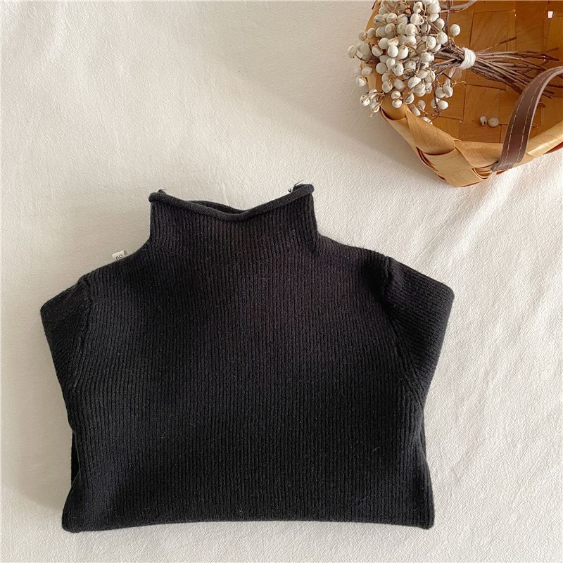 Picture of [in stock children's turtleneck sweater boys and girls semi-turtleneck thin sweater baby core-spun yarn soft elastic