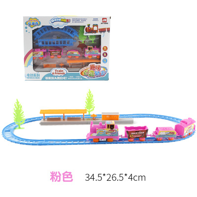 Picture of Children's electric DIY track small train toy set model night market stall goods Source push gift wholesale steam