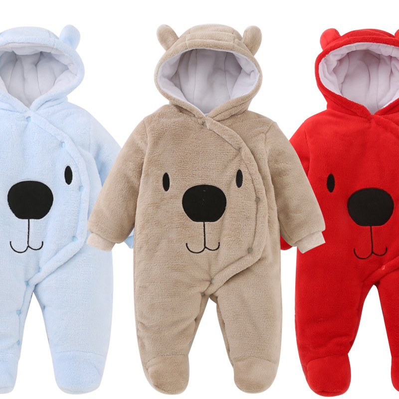 Picture of Juntai baby clothes autumn and winter warm padded newborn flannel baby jumpsuit children's climbing pajamas