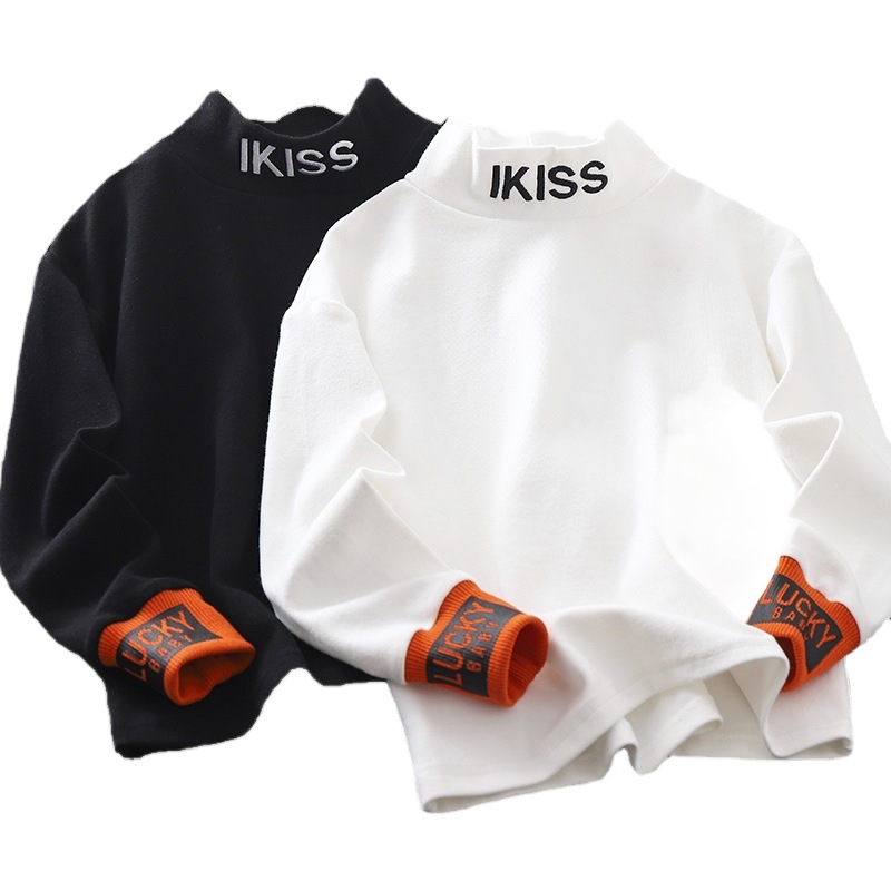 Autumn and Winter Boys' Warm Base Shirt Half-turtleneck 2025 New Korean Style Mid-large Children's Long Sleeve All-match Western Style Top
