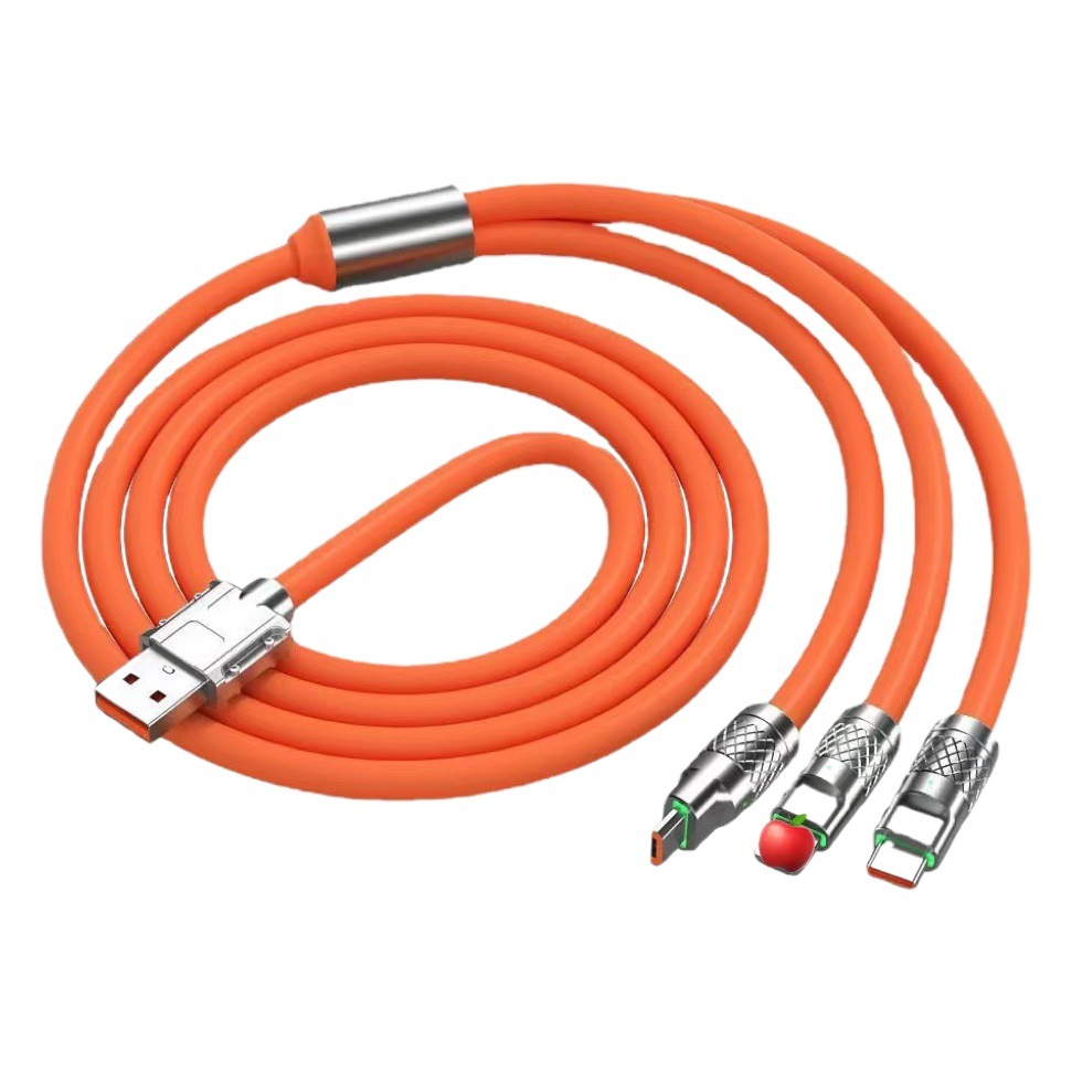 Source 120w zinc alloy machine passenger data line one drag three flash charging data line three in one super fast charging line