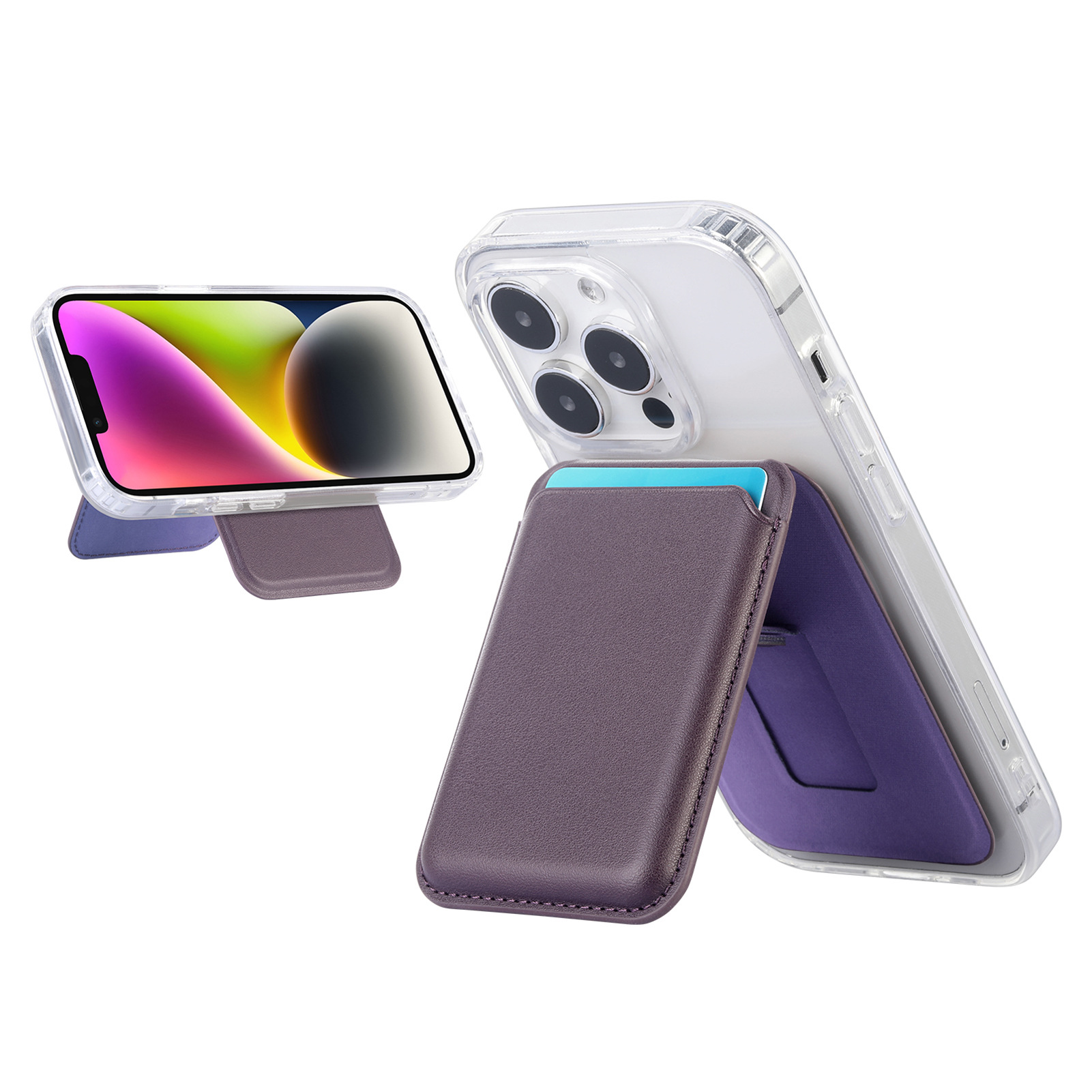 Picture of Suitable for Iphone16 Strong Magnetic Magsafe Card Holder Official Color Number Multi-Functional Bracket Storage Wallet Holder