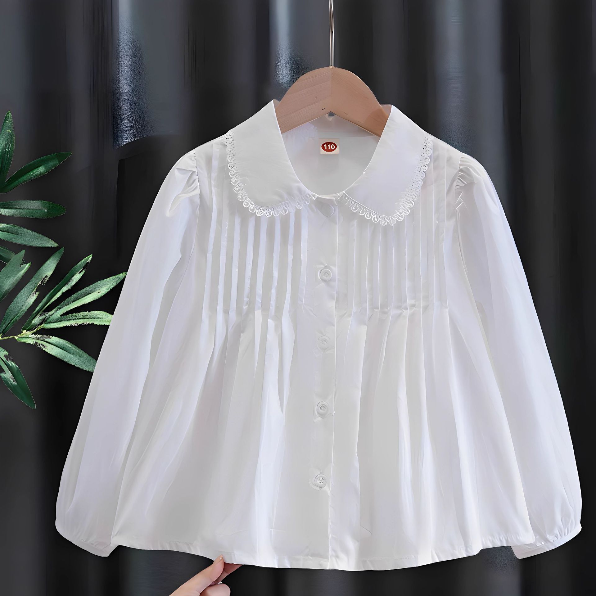 Picture of Shirt lace white girl's bottoming shirt top middle and small children's clothing student long sleeve middle and big children's inner wear overseas