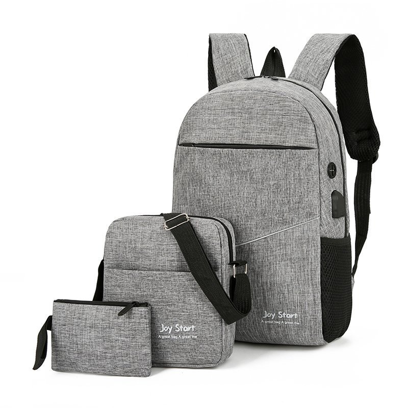 Picture of Backpack Men's Large Capacity 15.6-inch Computer Bag Business Backpack Three-piece Set Junior High School Student Schoolbag Women's Cross-Border