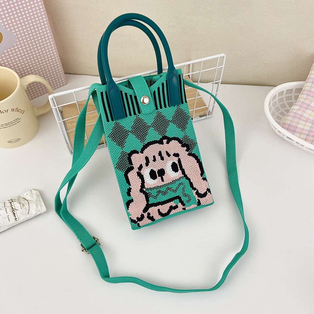 Picture of Shoulder Crossbody Mobile Phone Bag Cute Knitted Hand Bag Cartoon Large Capacity All-match Coin Purse Handbag Wholesale