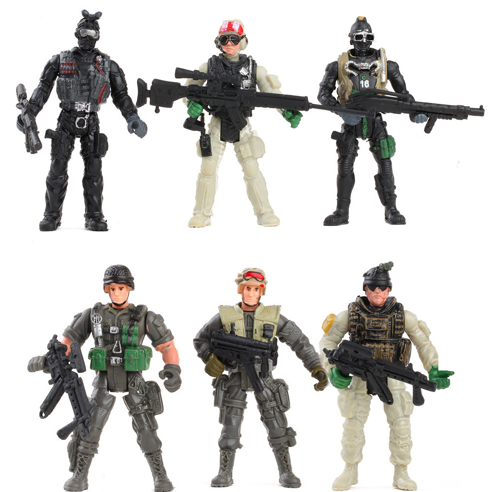 Picture of Military Soldier 6 Police Soldier Model with Joint Movable Modern Soldier with Weapon CS Counter-Terrorism Elite